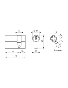 Serrure en applique Beluga A2P* à tirage pour entrée, droite, 3pts, Transit2 30x65mm, axe 45mm, marron, 4 clés - THIRARD Serr...