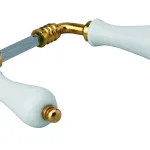 Paire de béquilles pour porte, carré 7mm, 2 portées, porcelaine, blanc - THIRARD