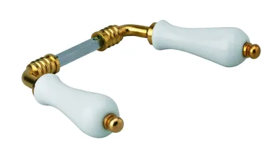 Paire de béquilles pour porte, carré 7mm, 2 portées, porcelaine, blanc - THIRARD