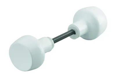 Paire de boutons Horga pour porte, carré 6mm, 1 portée, blanc - THIRARD
