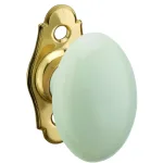 Bouton en porcelaine pour fenêtre, avec vis de pose, laiton poli et blanc - THIRARD