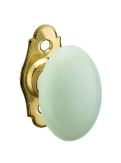 Bouton en porcelaine pour fenêtre, avec vis de pose, laiton poli et blanc - THIRARD