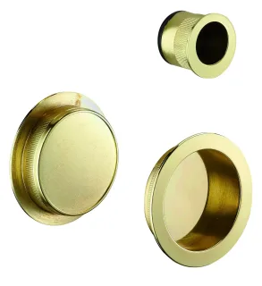 Paire de poignées cuvettes rondes encastrables pour porte coulissante, laitonné - THIRARD