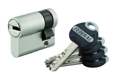 Demi-cylindre de serrure Federal , 30x10mm, nickel, anti-arrachement, anti-perçage, 4 clés - THIRARD