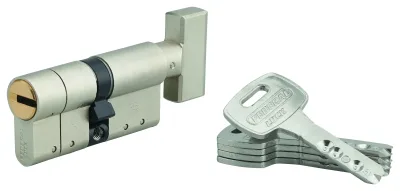 Cylindre de serrure à bouton Federal S, 30Bx30mm, nickel, anti-arrachement, anti-perçage, 5 clés - THIRARD