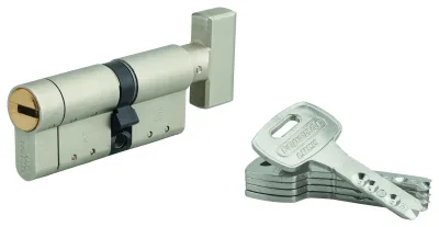Cylindre de serrure à bouton Federal S, 30Bx42mm, nickel, anti-arrachement, anti-perçage, 5 clés - THIRARD