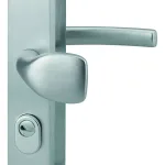Ensemble de poignées de sécurité palière pour porte d'entrée, béquille et aileron , entr'axes 216mm, anodisé argent - THIRARD
