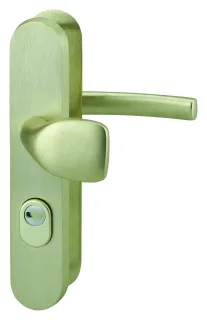 Ensemble de poignées de sécurité palière pour porte d'entrée, béquille et aileron, entr'axe 216mm, couleur F2 - THIRARD