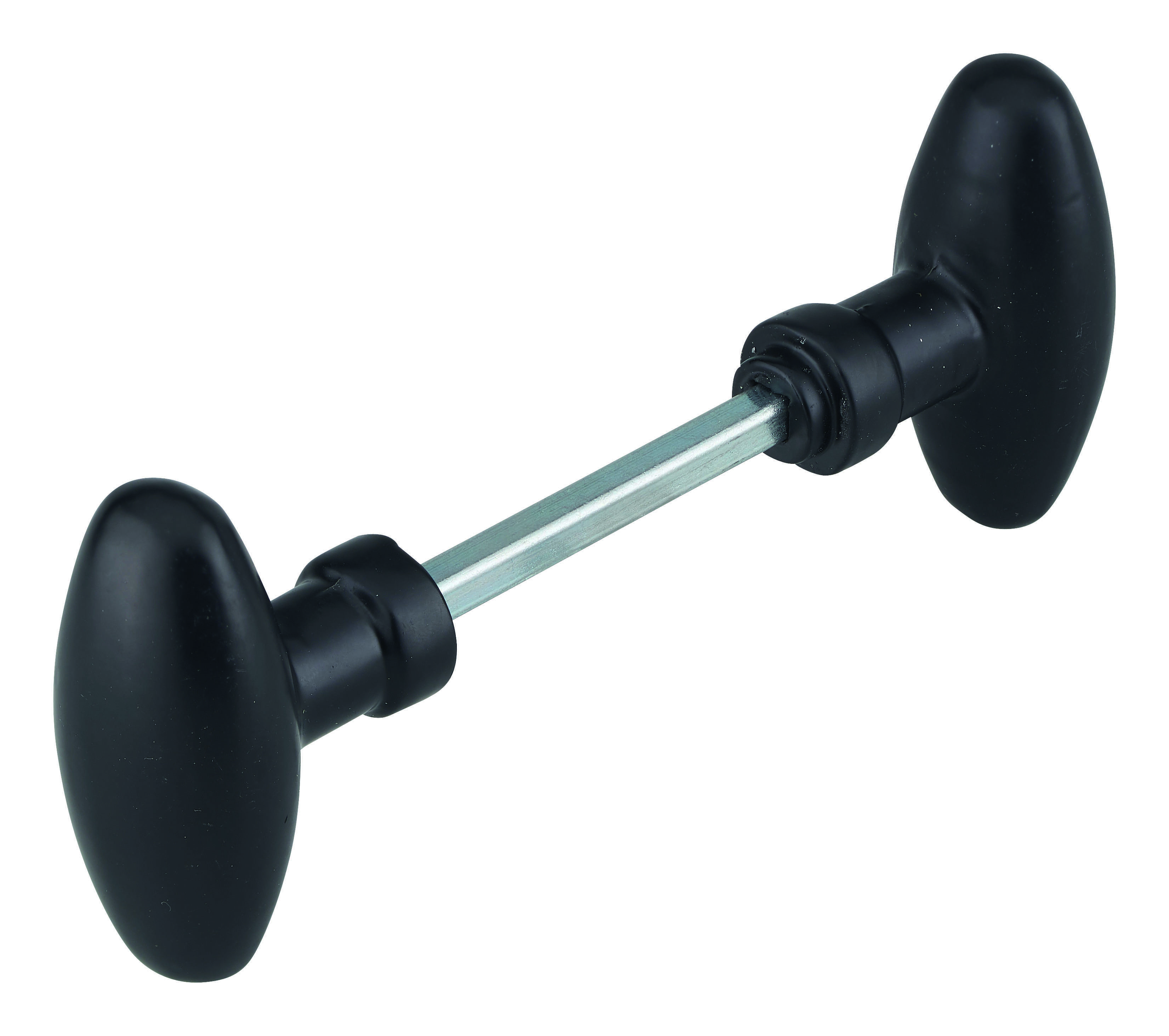 Paire de boutons ovoïdes pour porte d'entrée, carré 6x90mm, 1 portée, noir - THIRARD