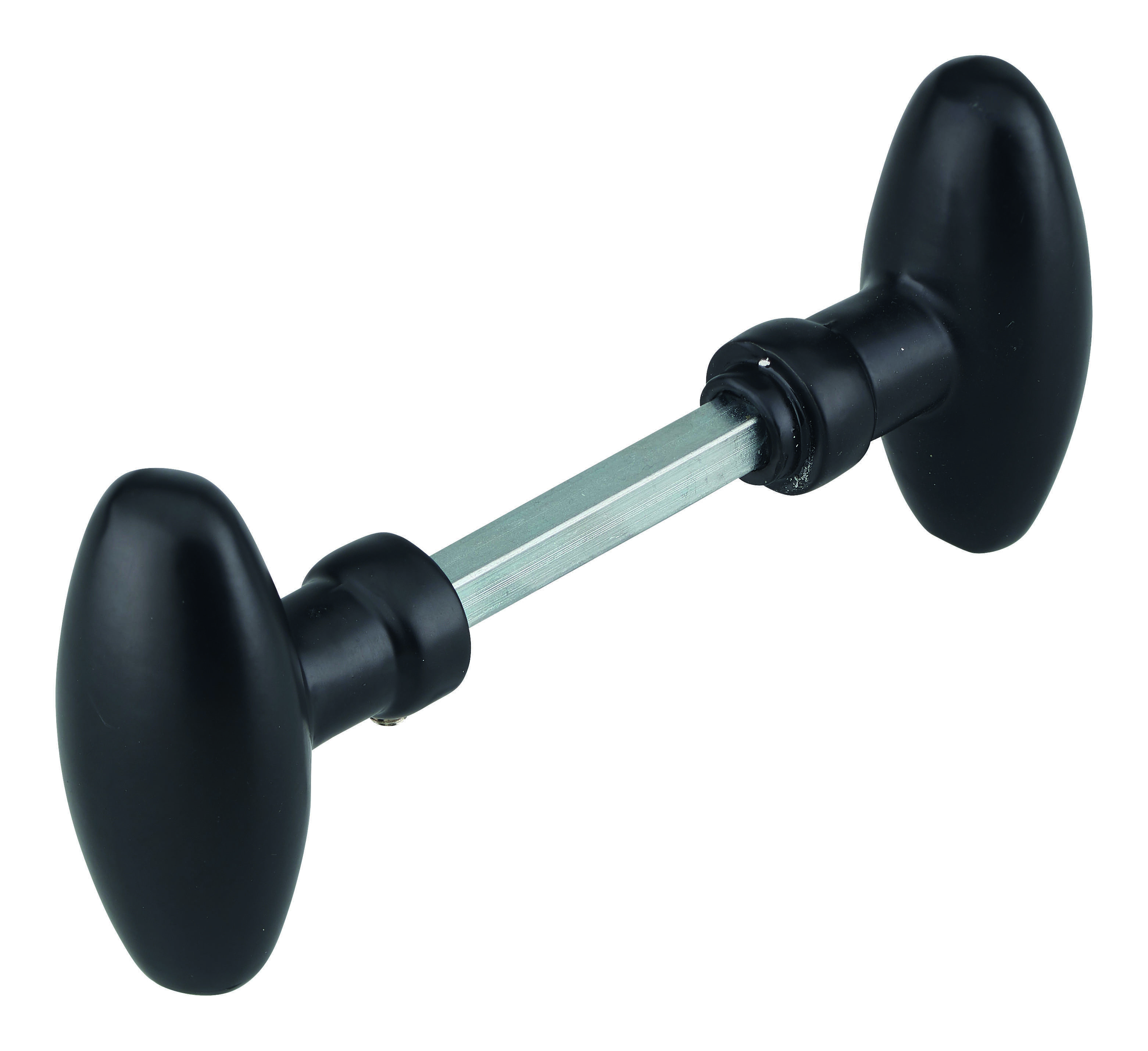 Paire de boutons ovoïdes pour porte d'entrée, carré 7x90mm, 1 portée, noir - THIRARD