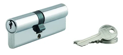 Cylindre de serrure double entrée Ecopro, 40x50mm, aluminium, anti-arrachement, 3 clés, nickel - SP