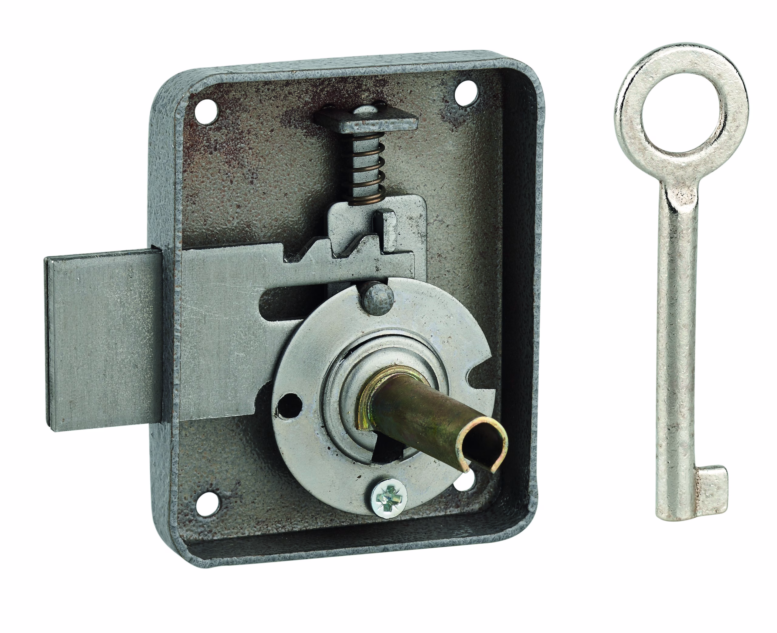 Serrure de meuble Paris pour porte d'ameublement, droite, axe 35mm, 60x70mm, gris, 1 clé - THIRARD