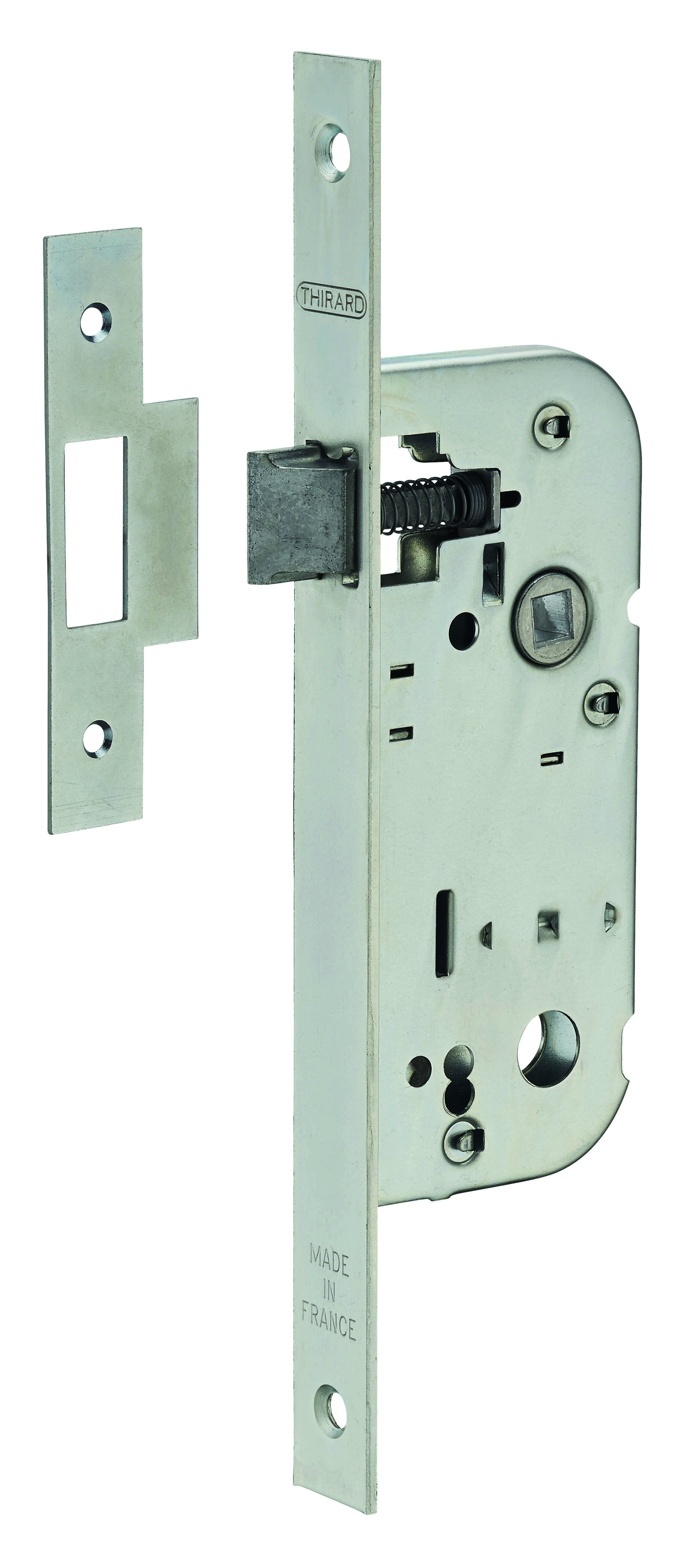 Serrure encastrable bec de cane pour porte intérieure, axe 40mm, bouts carrés - THIRARD