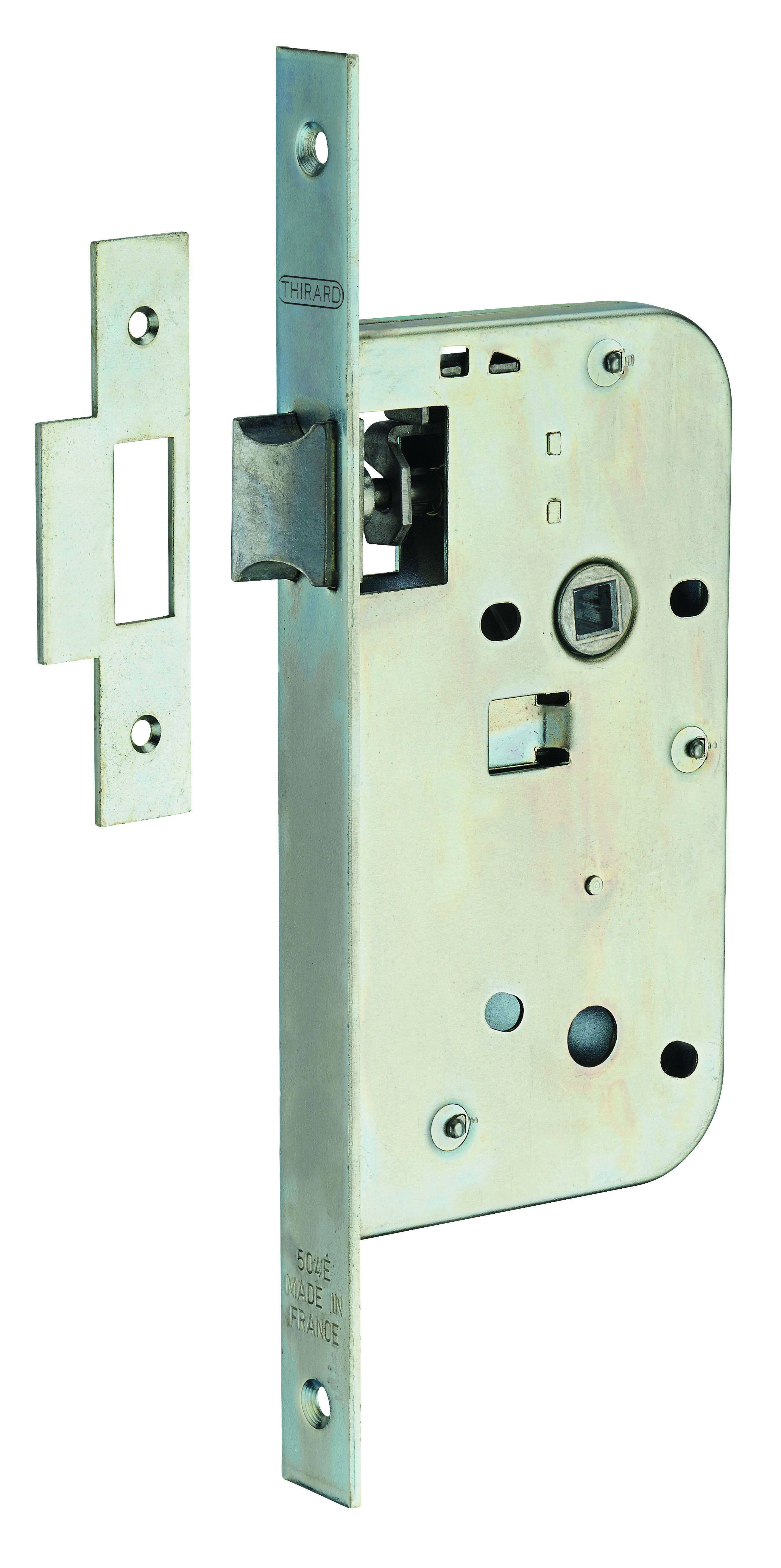 Serrure encastrable pour porte intérieure, axe 50mm, bouts carrés, zingué - THIRARD