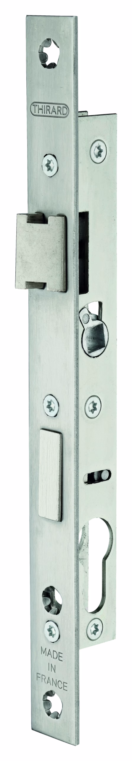 Boitier de serrure encastrable à cylindre pour menuiserie métallique, axe 10.5mm, bouts carrés, zingué - THIRARD