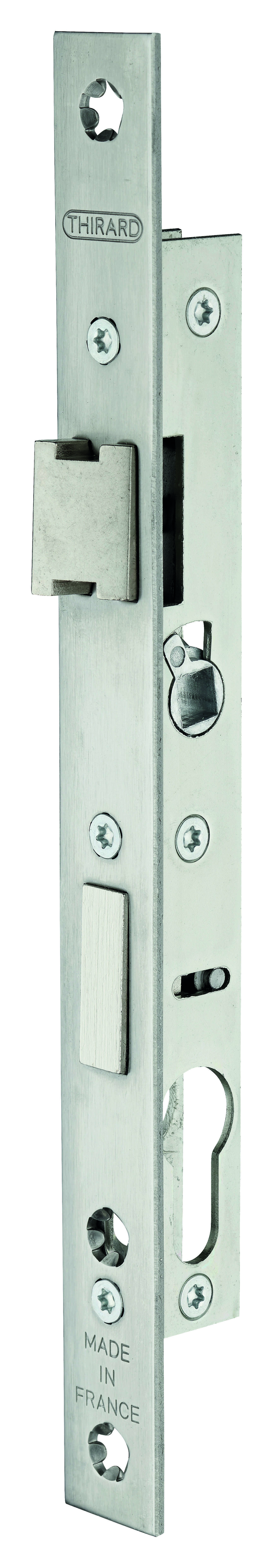 Boitier de serrure encastrable à cylindre pour menuiserie métallique, axe 10.5mm, bouts carrés, zingué - THIRARD