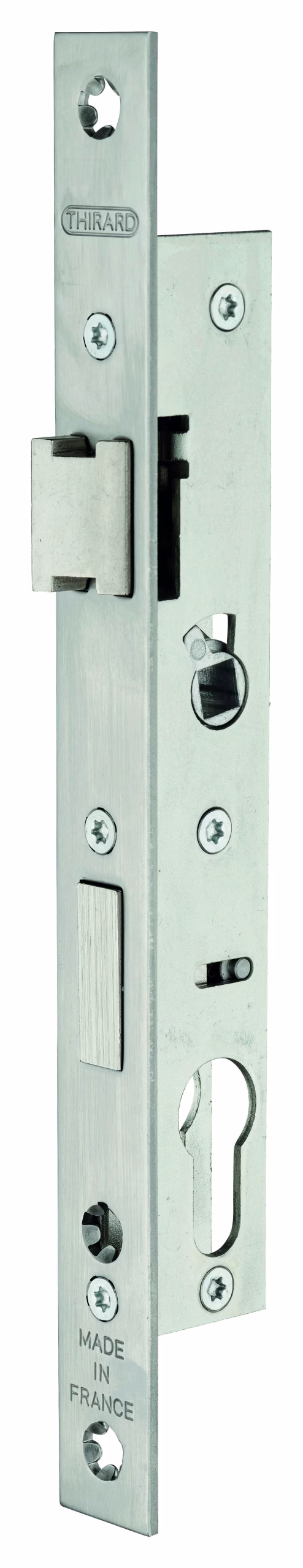 Boitier de serrure encastrable à cylindre pour menuiserie métallique, axe 16.5mm, bouts carrés, zingué - THIRARD