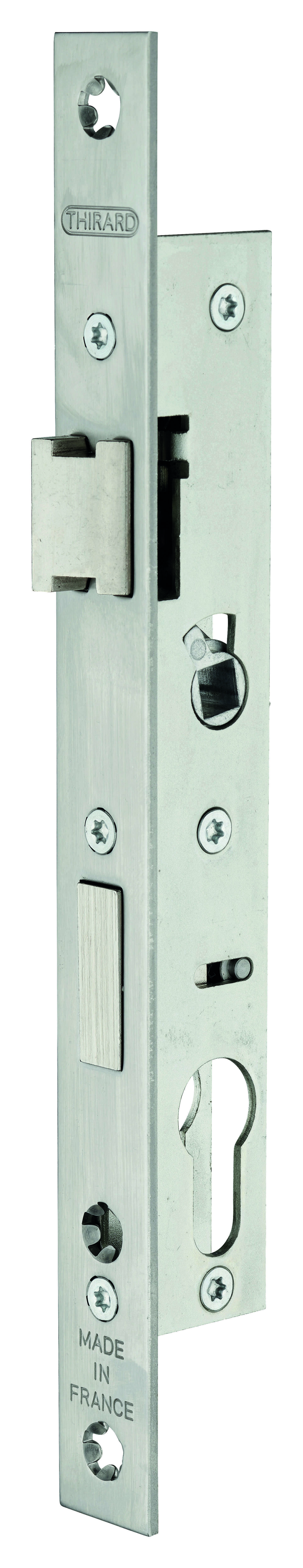 Boitier de serrure encastrable à cylindre pour menuiserie métallique, axe 16.5mm, bouts carrés, zingué - THIRARD
