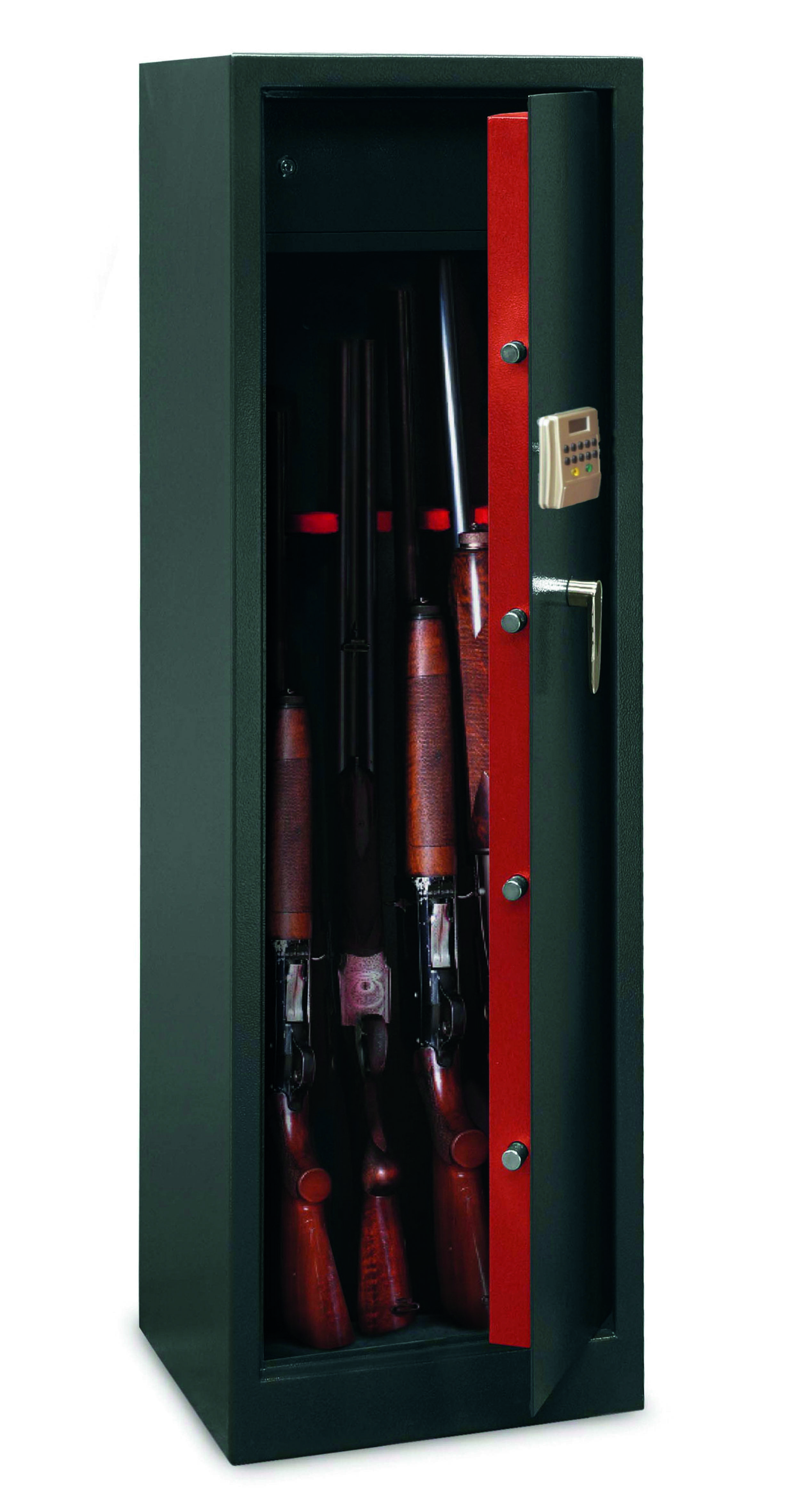 Armoire à fusils Monteria, fermeture électronique à code, 4 pênes, capacité de 10 fusils - THIRARD