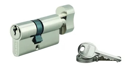 Cylindre de serrure à bouton SA, 35Bx25mm, anti-arrachement, nickel, 3 clés - THIRARD
