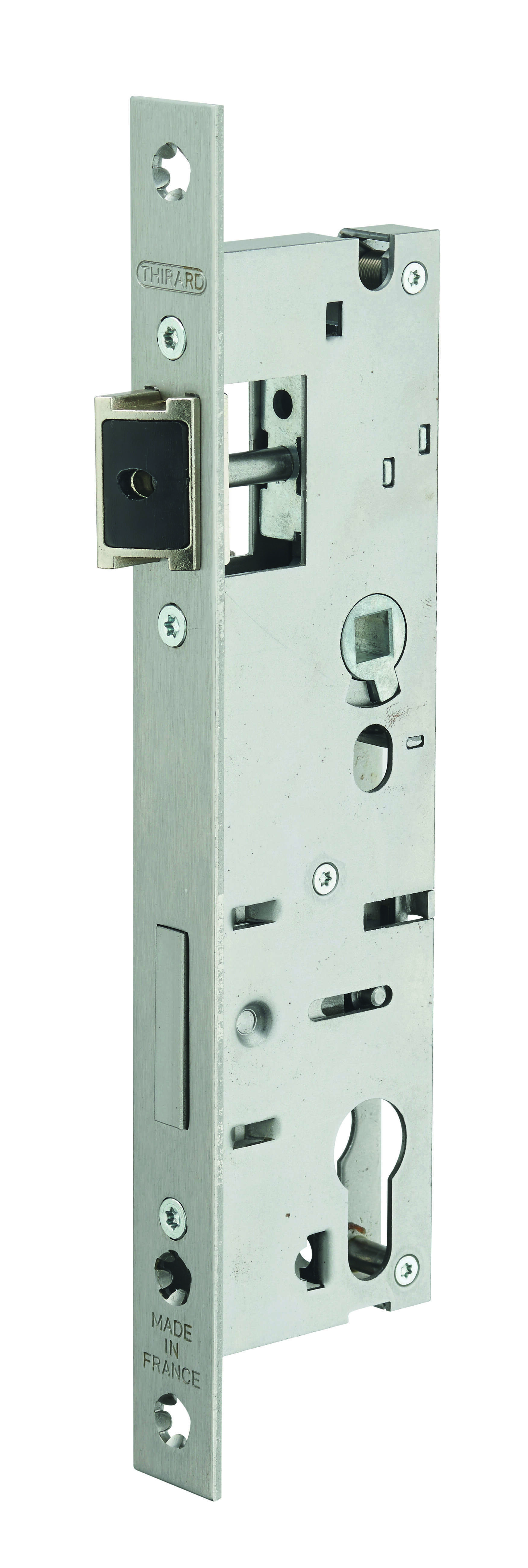 Boitier de serrure encastrable à cylindre pour porte d'entrée, axe 37 mm, entr'axe 92 mm, bouts carrés - THIRARD