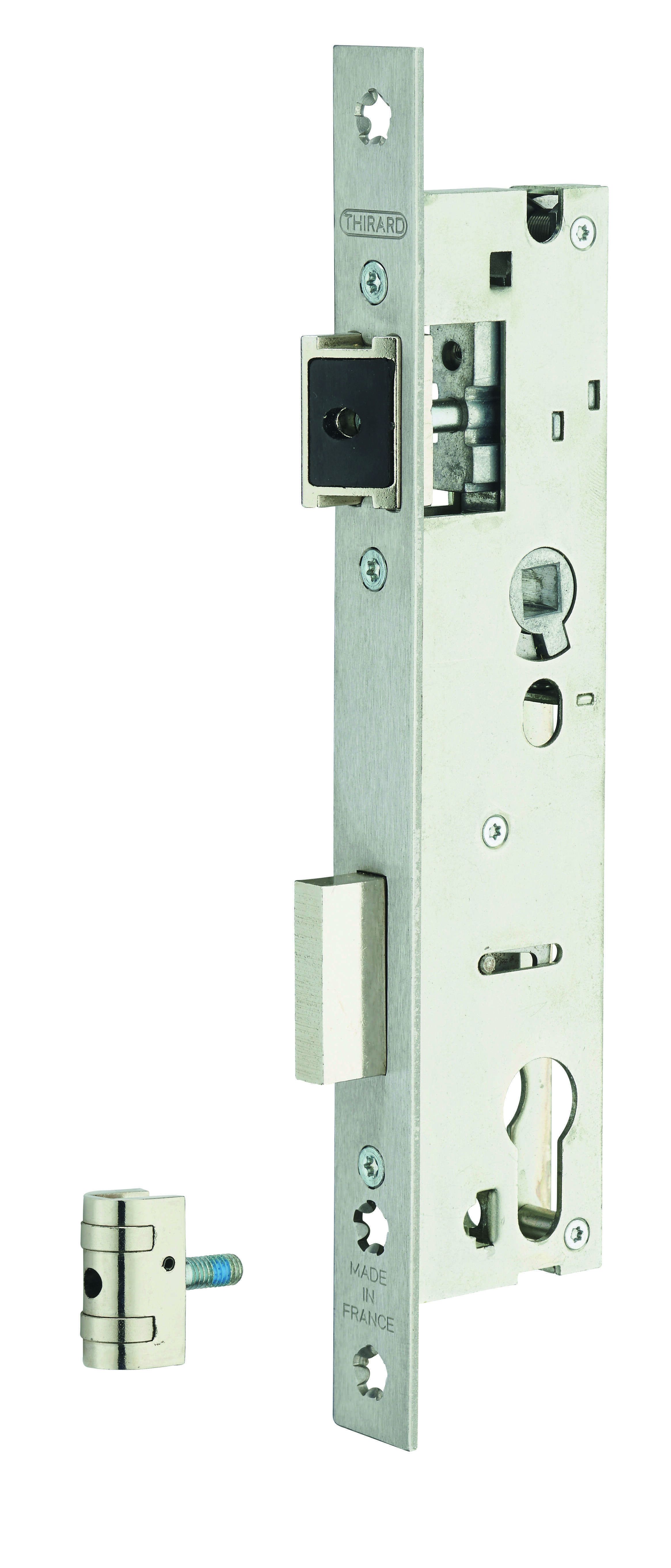 Boitier de serrure encastrable à cylindre pour porte métallique, axe 30mm, bouts carrés - THIRARD