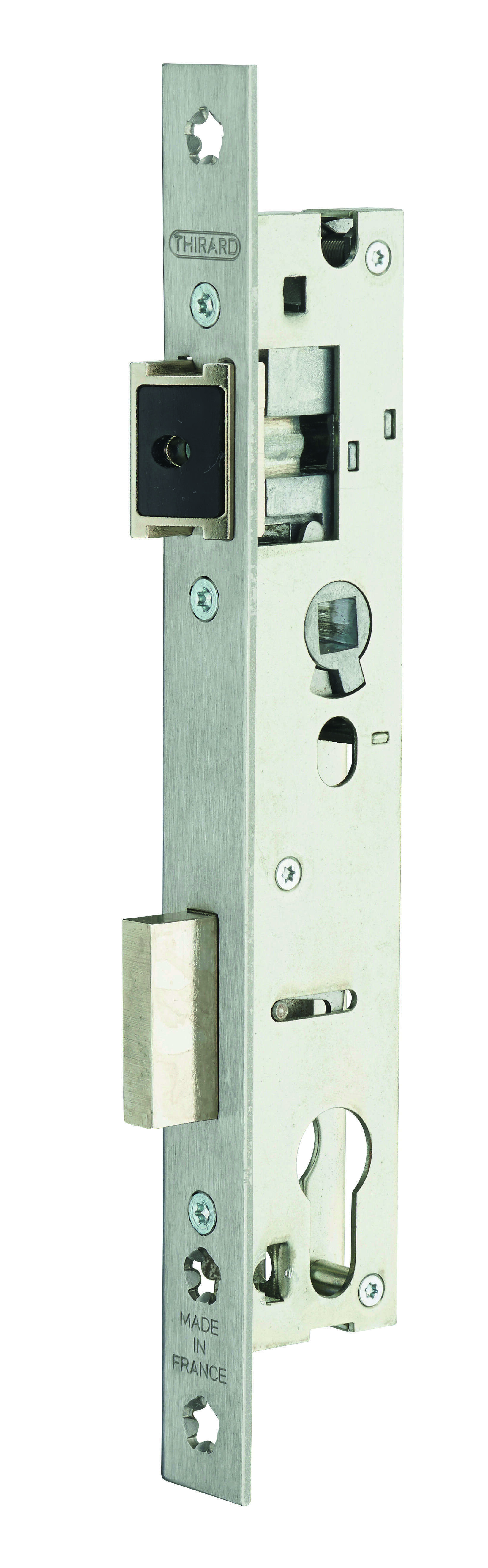 Boitier de serrure encastrable à cylindre pour porte d'entrée, axe 21 mm, entr'axe 92 mm, bouts carrés - THIRARD