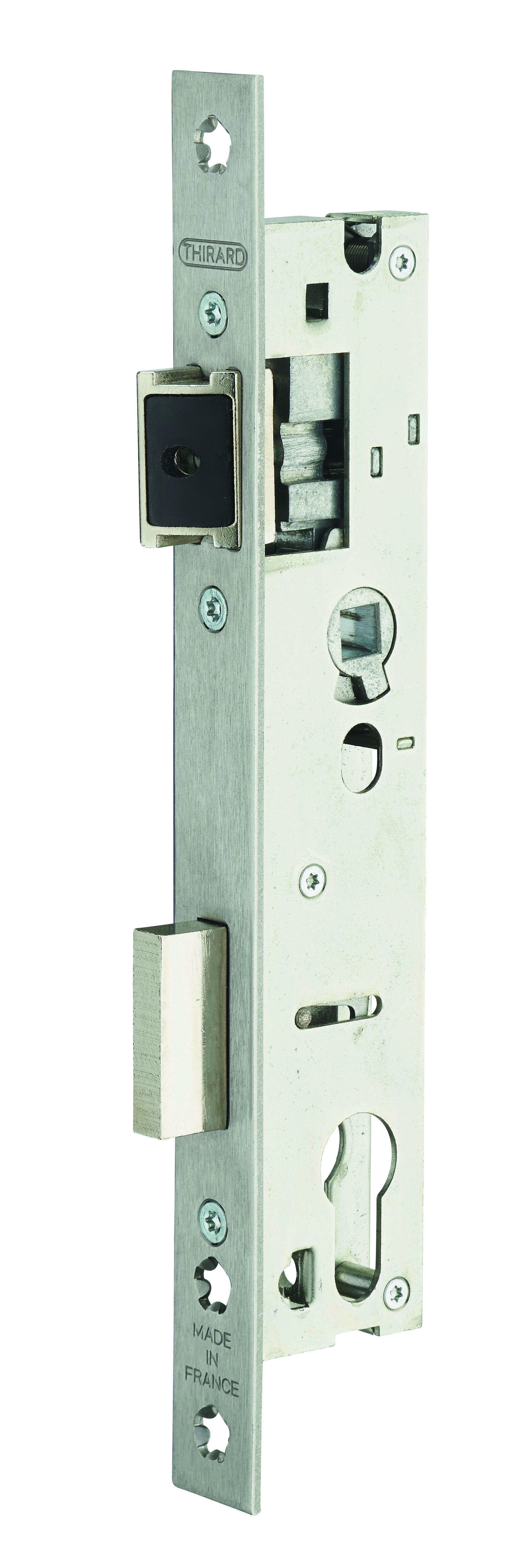 Boitier de serrure encastrable à cylindre pour porte d'entrée, axe 24 mm, entr'axe 92 mm, bouts carrés - THIRARD
