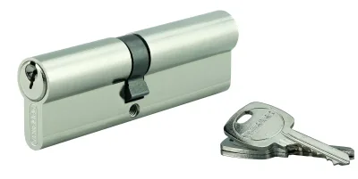 Cylindre de serrure double entrée, 45x55mm, anti-arrachement, nickel, 3 clés - THIRARD