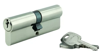 Cylindre de serrure double entrée, 45x45mm, anti-arrachement, nickel, 3 clés - THIRARD