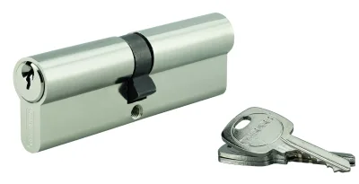 Cylindre de serrure double entrée, 50x50mm, anti-arrachement, nickel, 3 clés - THIRARD