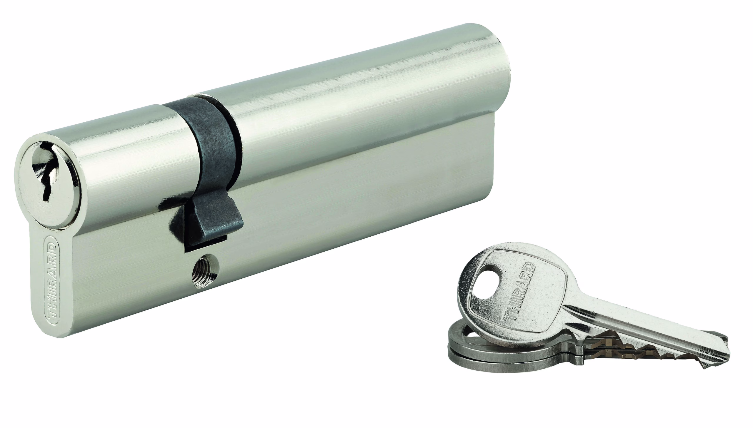 Cylindre de serrure double entrée SA, 30x80mm, anti-arrachement, nickel, 3 clés - THIRARD