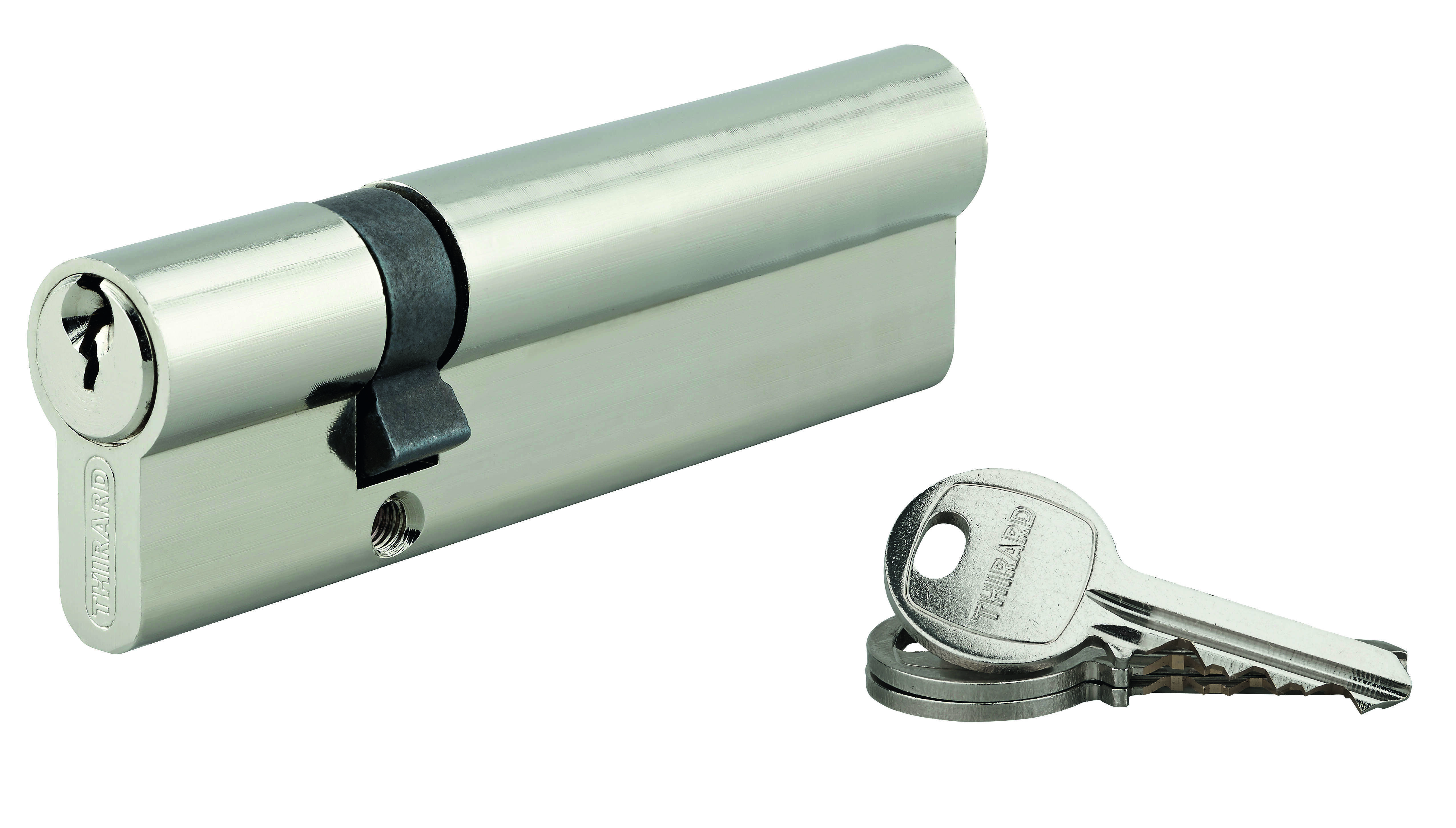 Cylindre de serrure double entrée SA, 30x80mm, anti-arrachement, nickel, 3 clés - THIRARD