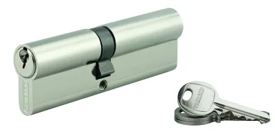 Cylindre de serrure double entrée SA, 45x55mm, anti-arrachement, nickel, 3 clés - THIRARD