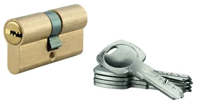 Cylindre de serrure à double entrée 5G, 30x30mm, laiton, anti-arrachement, 5 clés - SP