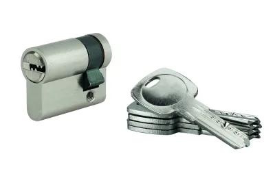 Demi-cylindre de serrure Tiger 6, 30x10mm, nickel, anti-arrachement, anti-perçage, 5 clés - SP