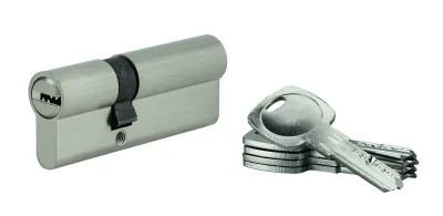 Cylindre de serrure à double entrée 5G, 30x50mm, nickel, anti-arrachement, 5 clés - SP