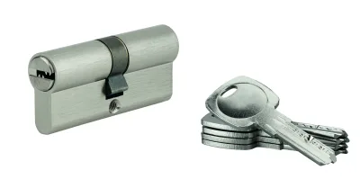 Cylindre de serrure à double entrée 5G, 35x35mm, nickel, anti-arrachement, 5 clés - SP