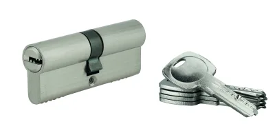 Cylindre de serrure à double entrée 5G, 40x40mm, nickel, anti-arrachement, 5 clés - SP