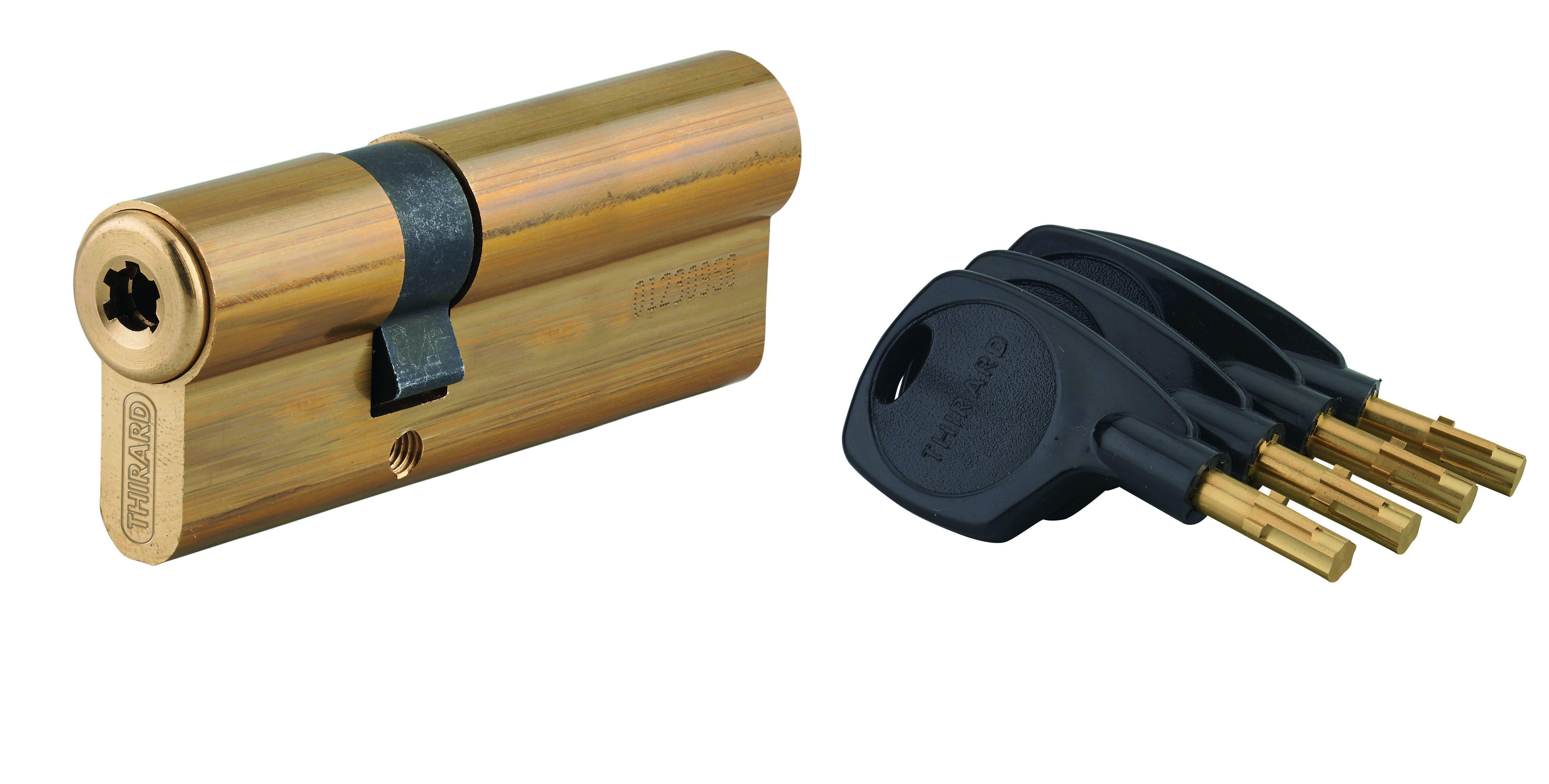 Cylindre de serrure double entrée Surveyor, 31x61mm, laiton, anti-arrachement, 4 clés - THIRARD