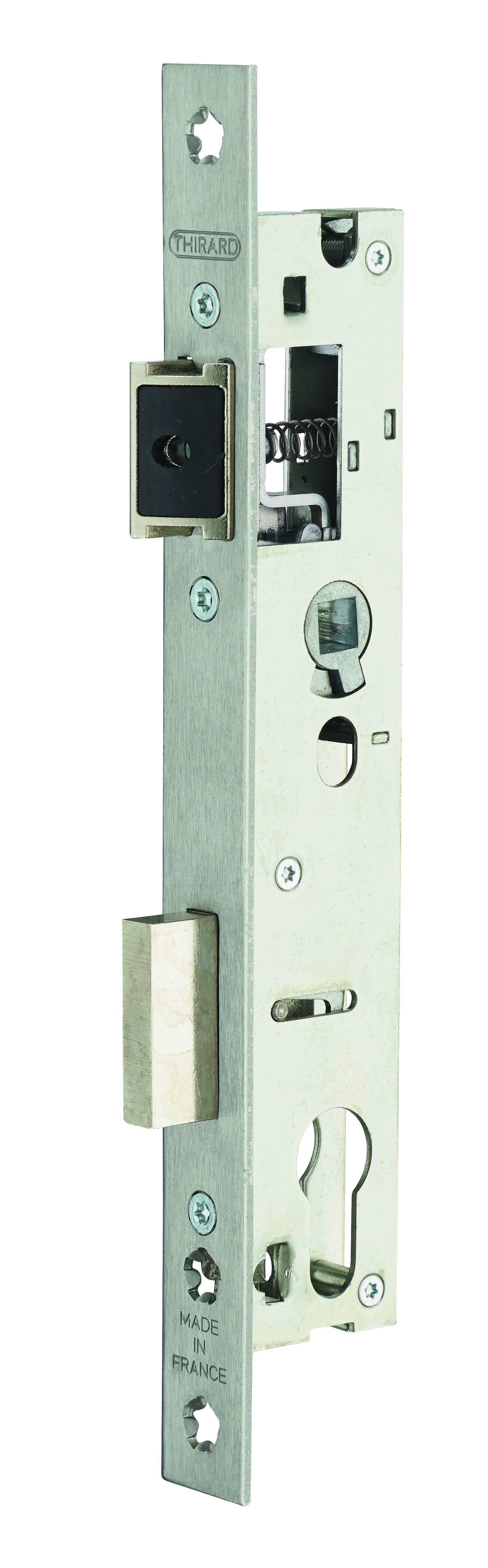 Boitier de serrure encastrable à cylindre pour porte métallique, axe 21mm, entraxe 92mm, bouts carrés - THIRARD