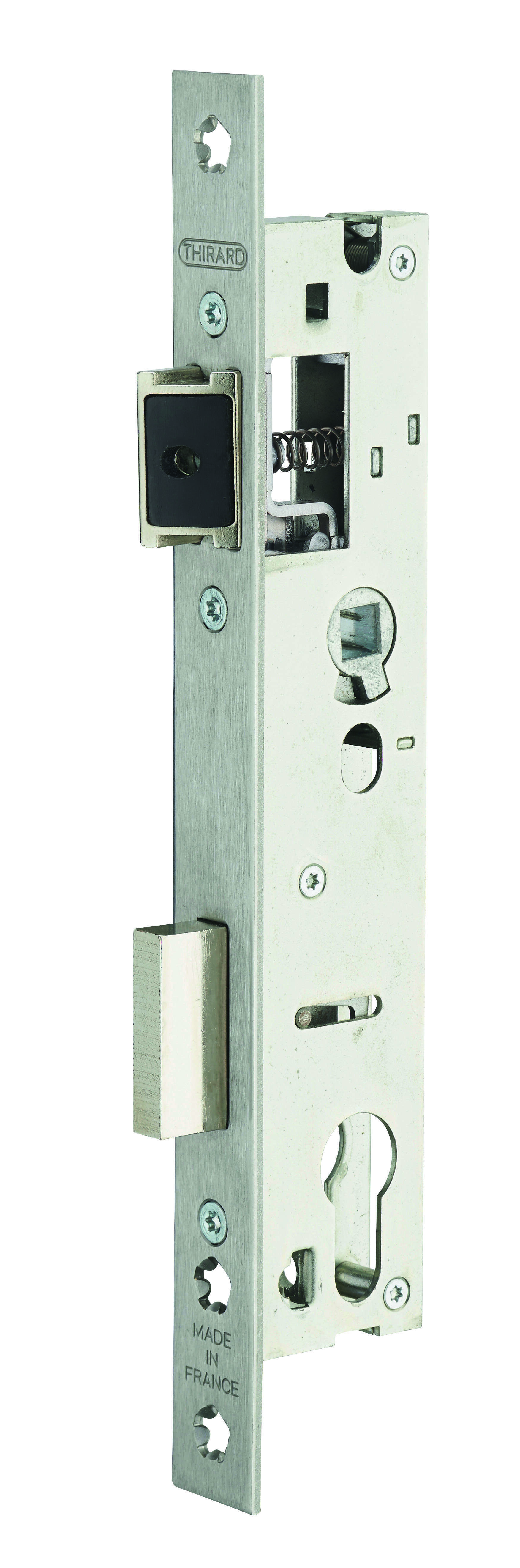 Boitier de serrure encastrable à cylindre pour porte métallique, axe 24mm, entraxe 92mm, bouts carrés - THIRARD
