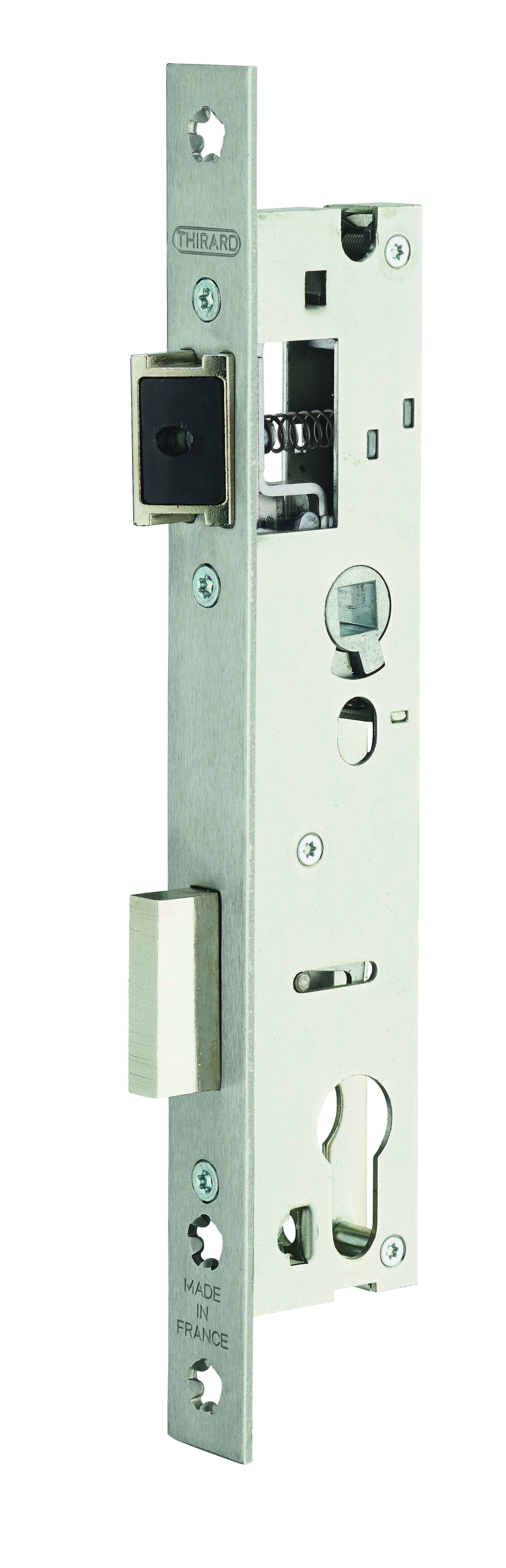 Boitier de serrure encastrable à cylindre pour porte métallique, axe 26mm, entraxe 92mm, bouts carrés - THIRARD