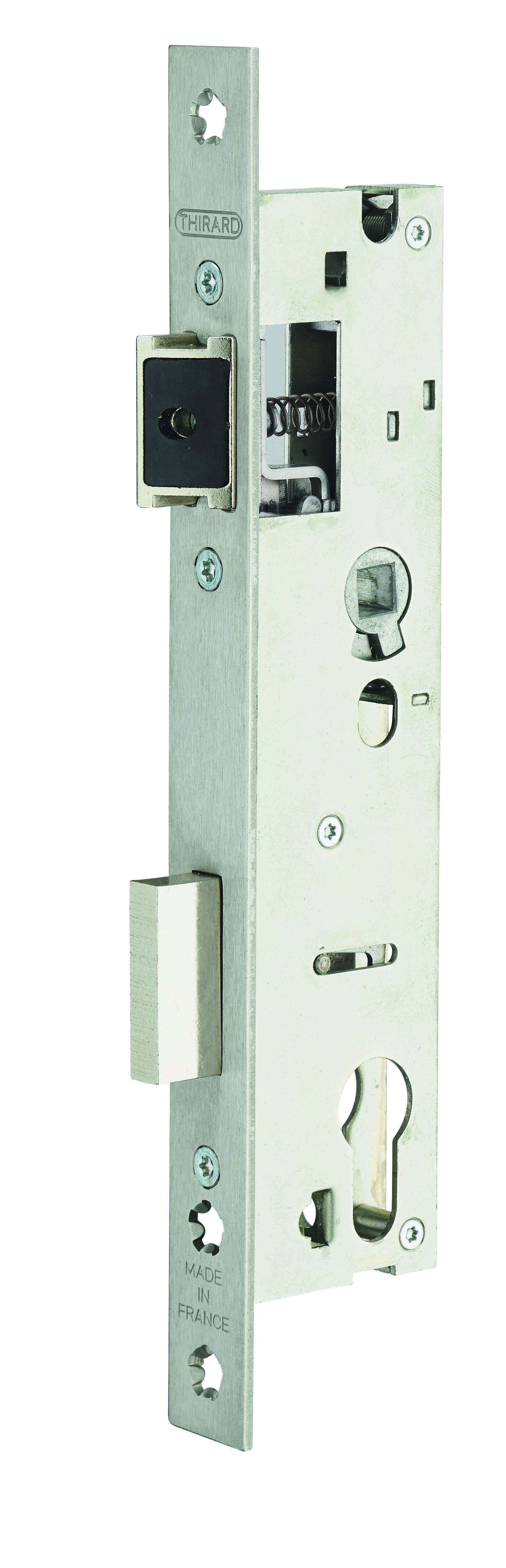 Boitier de serrure encastrable à cylindre pour porte métallique, axe 30mm, entraxe 92mm, bouts carrés - THIRARD
