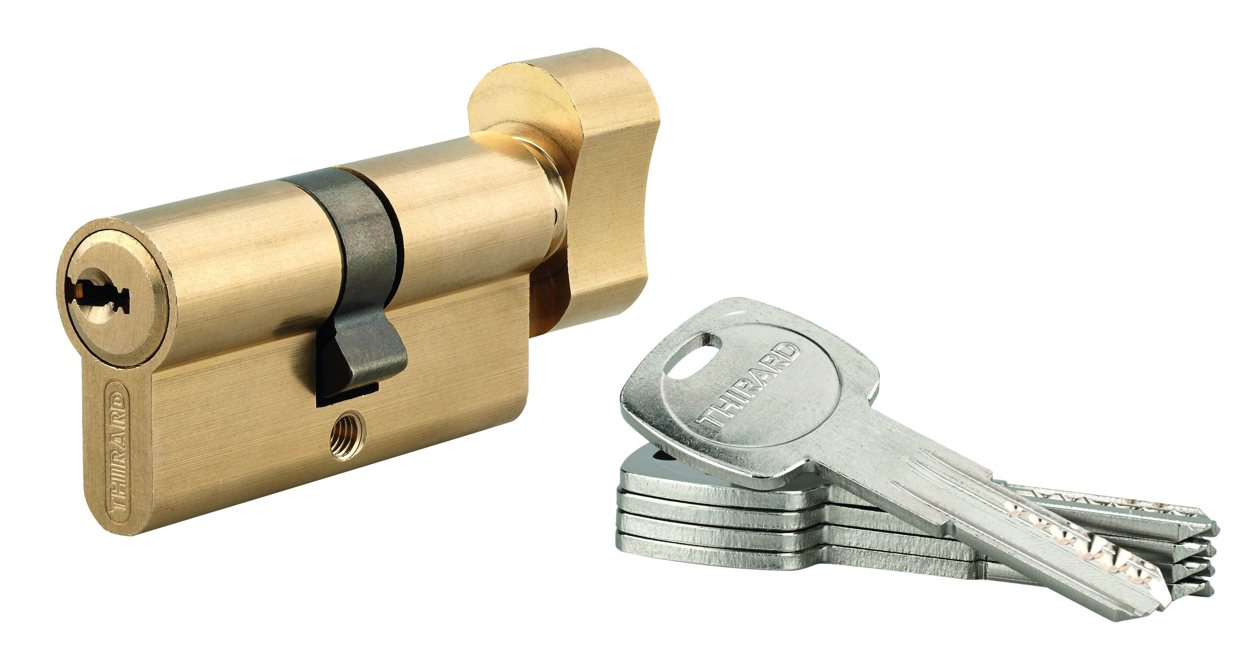 Cylindre de serrure à bouton Trafic 6, 30Bx30mm, laiton, anti-arrachement, anti-perçage, 5 clés - THIRARD