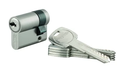 Demi-cylindre de serrure Trafic 6, 30x10mm, anti-arrachement, anti-perçage, nickel, 5 clés - THIRARD