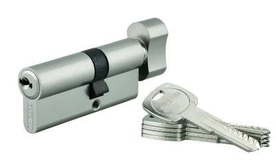 Cylindre de serrure à bouton Trafic 6, 30Bx40mm, nickel, anti-arrachement, anti-perçage, 5 clés - THIRARD