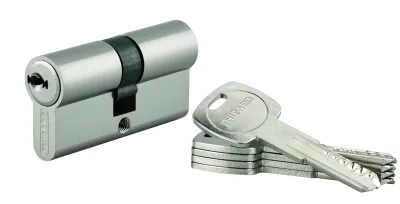 Cylindre de serrure double entrée Trafic 6, 30x30mm, nickel, anti-arrachement, anti-perçage, panneton réduit, 5 clés - THIRARD