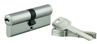 Cylindre de serrure double entrée Trafic 6, 40x40mm, anti-arrachement, anti-perçage, nickel, 5 clés - THIRARD