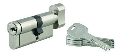 Cylindre de serrure à bouton Transit 2, 30Bx40mm, nickel, anti-arrachement, anti-perçage, anti-crochetage, 5 clés - THIRARD